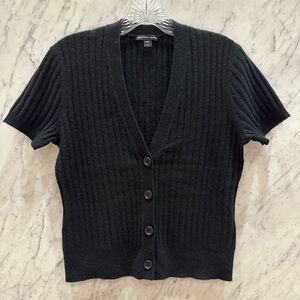 James Perse Cashmere Short Sleeve V-neck Black Cardigan